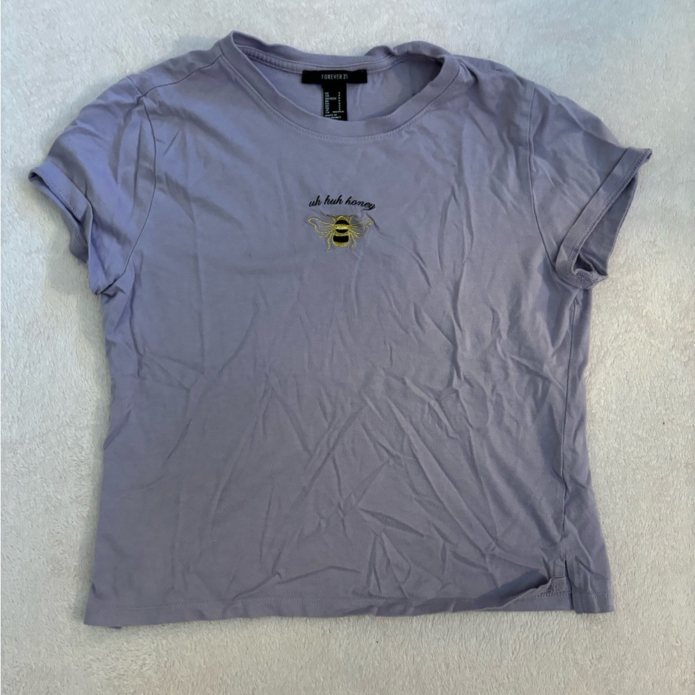 Forever 21 cute purple shirt with embroidered bee